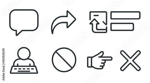 Minimalist communication and user interface icons for digital design