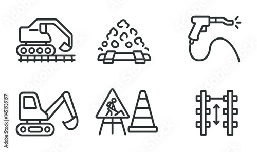 Obraz na płótnie Construction and tools outline icons set – line, building, equipment symbols w salonie