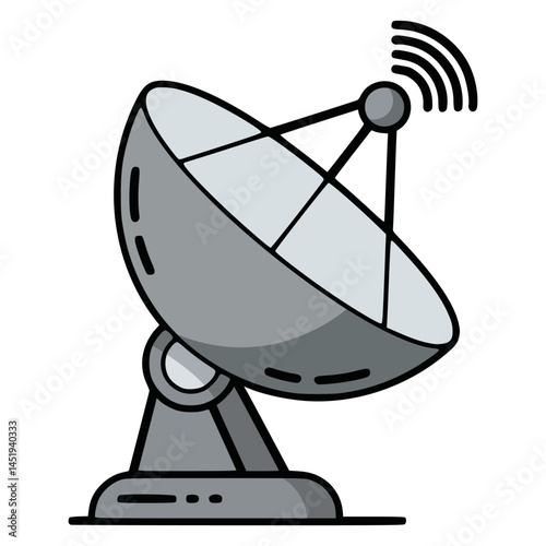 satellite dish signal transmission flat color vector illustration template design