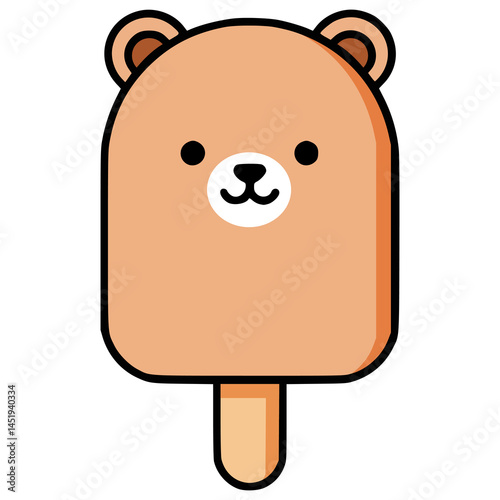 sweet bear popsicle ice cream snack flat color vector illustration template design