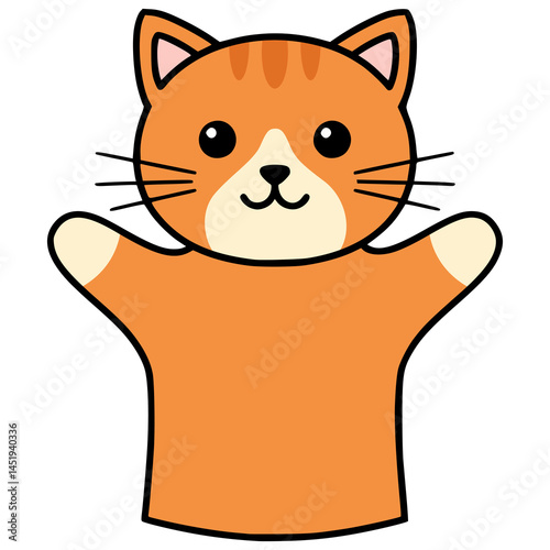 cat hand puppet kid fun flat color vector illustration template design