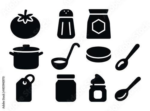 Kitchen and cooking icons set – solid, silhouette, culinary symbols collection