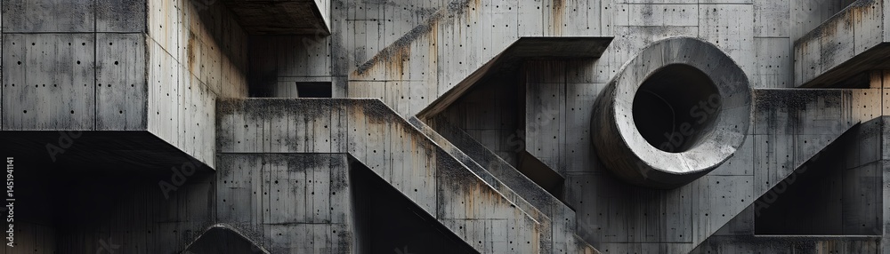 Abstract concrete structure showcasing geometric patterns and textures, emphasizing modern architectural design and urban aesthetics, ideal for backgrounds in various creative proj Abstract concrete structure showcasing geometric patterns and textures, emphasizing modern architectural design and urban aesthetics, ideal for backgrounds in various creative proj