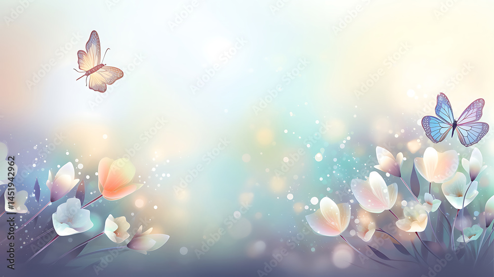 Fototapeta premium Butterfly and Flower Abstract Spring Design 