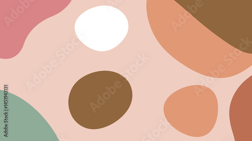 Modern Abstract Composition with Organic Shapes in Warm Tones. Colorful abstract background