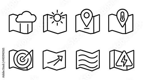 Weather and navigation icons for user interface and design projects