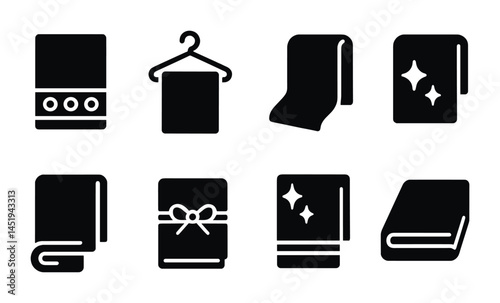 Laundry and cleaning silhouette icons set – solid, household and washing symbols