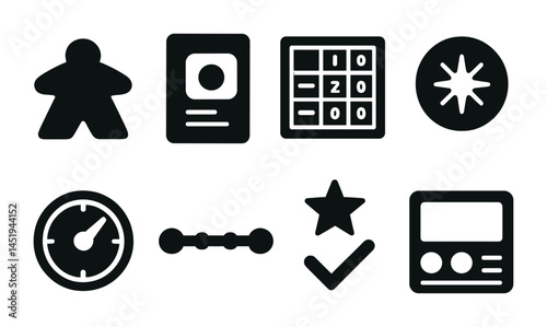 Board game solid icons set – flat, filled, tabletop and strategy symbols