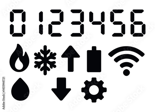 Digital technology solid icons set – sleek, filled, tech and gadget symbols