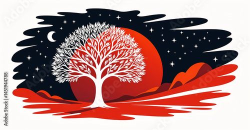 illustrazione con semplice paesaggio surreale