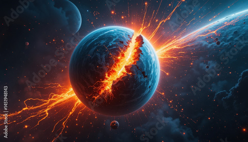 Wallpaper Mural Space Collision Cataclysm: Earth Striking Molten Planet Torontodigital.ca