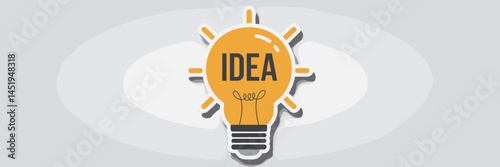 Minimalist “Idea” sticker inside lightbulb – Great for innovation campaigns, office graphics, or educational materials