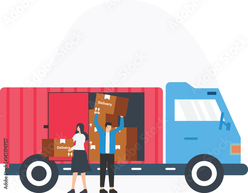 Parcel van or delivery van, cargo van or transport vehicle, delivery fleet or commercial vehicle fleet, last-mile delivery or final leg of shipping, parcel transportation or goods delivery, van logist