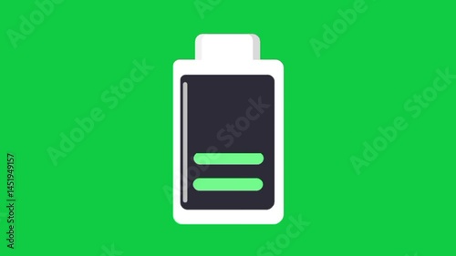 Battery usage and charging animation, green screen background
