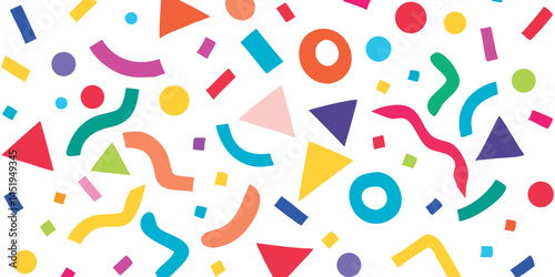 Colorful confetti shapes for party celebration and festive events