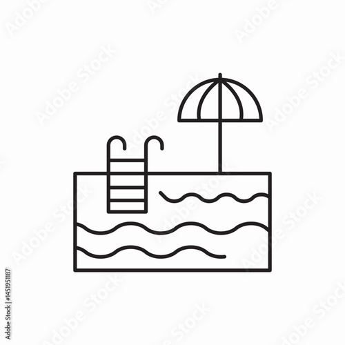 swimming pool deck chair umbrella icon vector sign