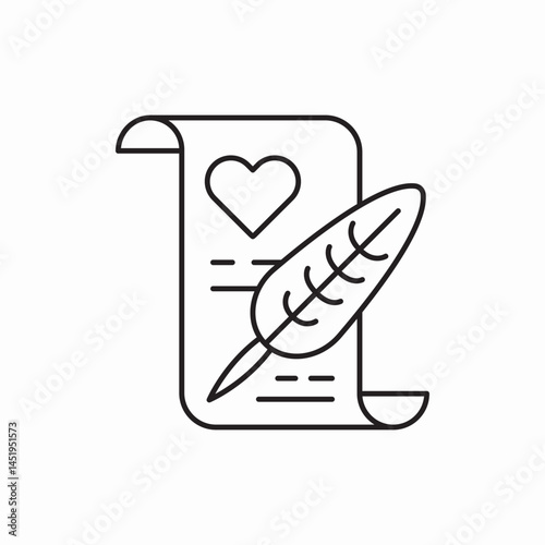 handwritten letter to a loved one icon vector sign