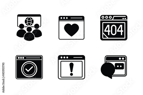 Essential Web Interface Icons Set – Communication, Status, and Alerts
