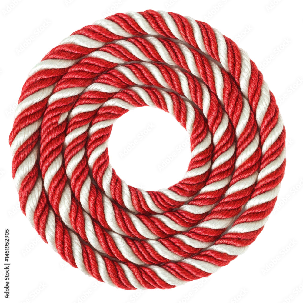Top View Of Red And Striped Rope isolated on a transparent background Top View Of Red And Striped Rope isolated on a transparent background