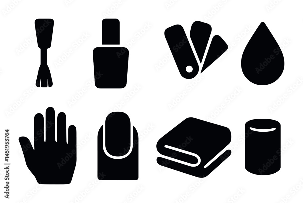 Fototapeta premium Beauty and spa solid icons set – filled, cosmetics, wellness symbols