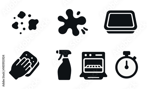Cleaning and maintenance icons set – solid, filled, housekeeping and sanitization symbols