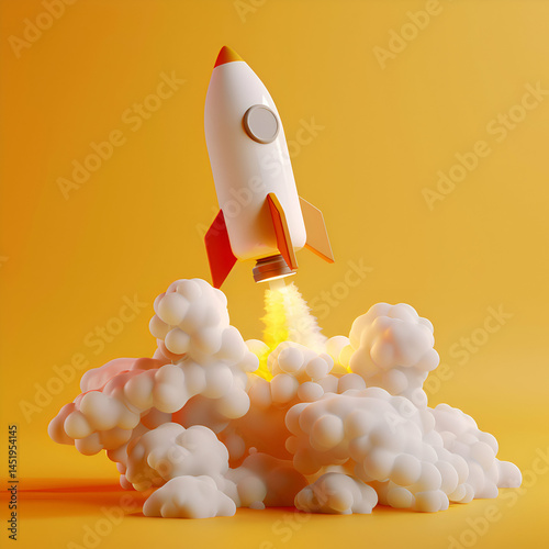 Rocket Launching into the Sky. A Symbol of Innovation and New Beginnings