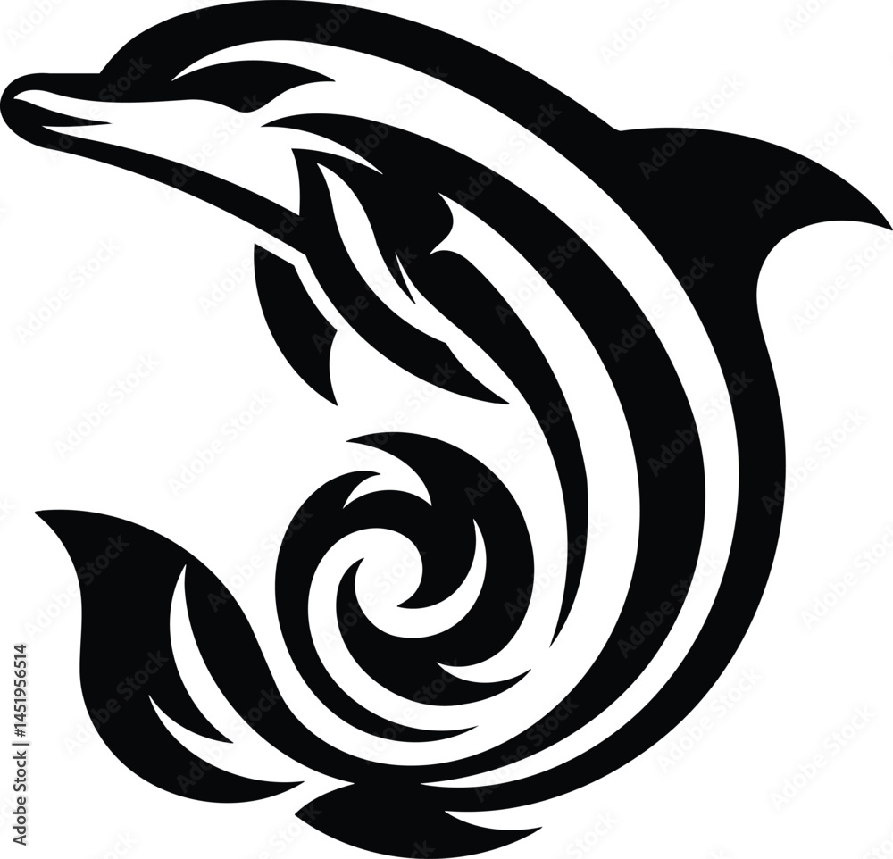Obraz premium Leaping Heraldic Dolphin Symbol