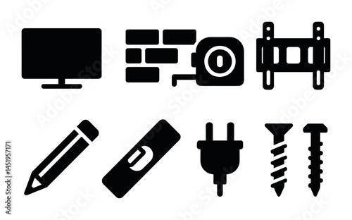 Home improvement solid icons set – tools, diy projects, maintenance symbols