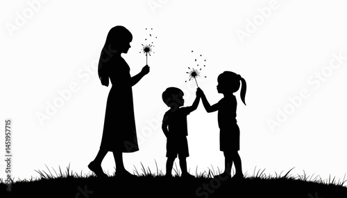 Children celebrating with sparklers in the night, joy and wonder