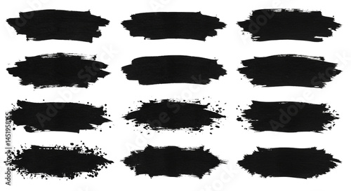 Paint Stroke Brush Black Textured Shapes