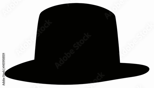 Classic train conductor hat silhouette on white background, iconic representation