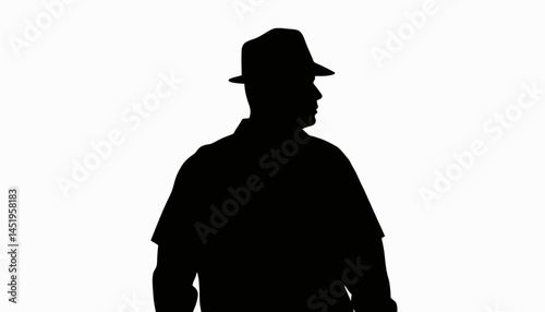 Silhouette of a man in a uniform hat, security concept