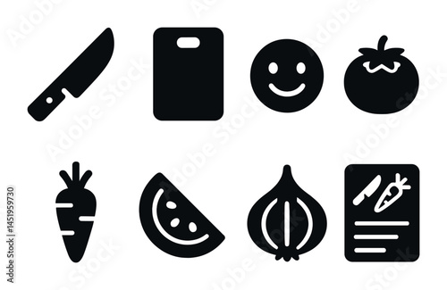 Cooking and culinary solid icons set – filled, kitchen, food preparation symbols