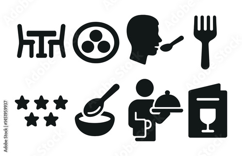 Dining and hospitality icons for menu and restaurant design