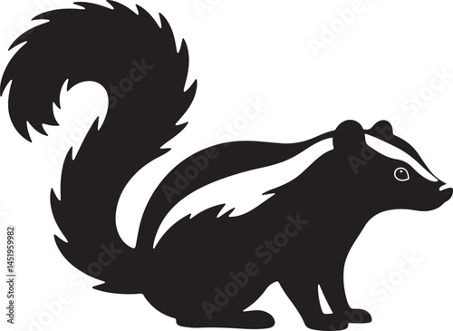 skunk silhouette line art vector illustration