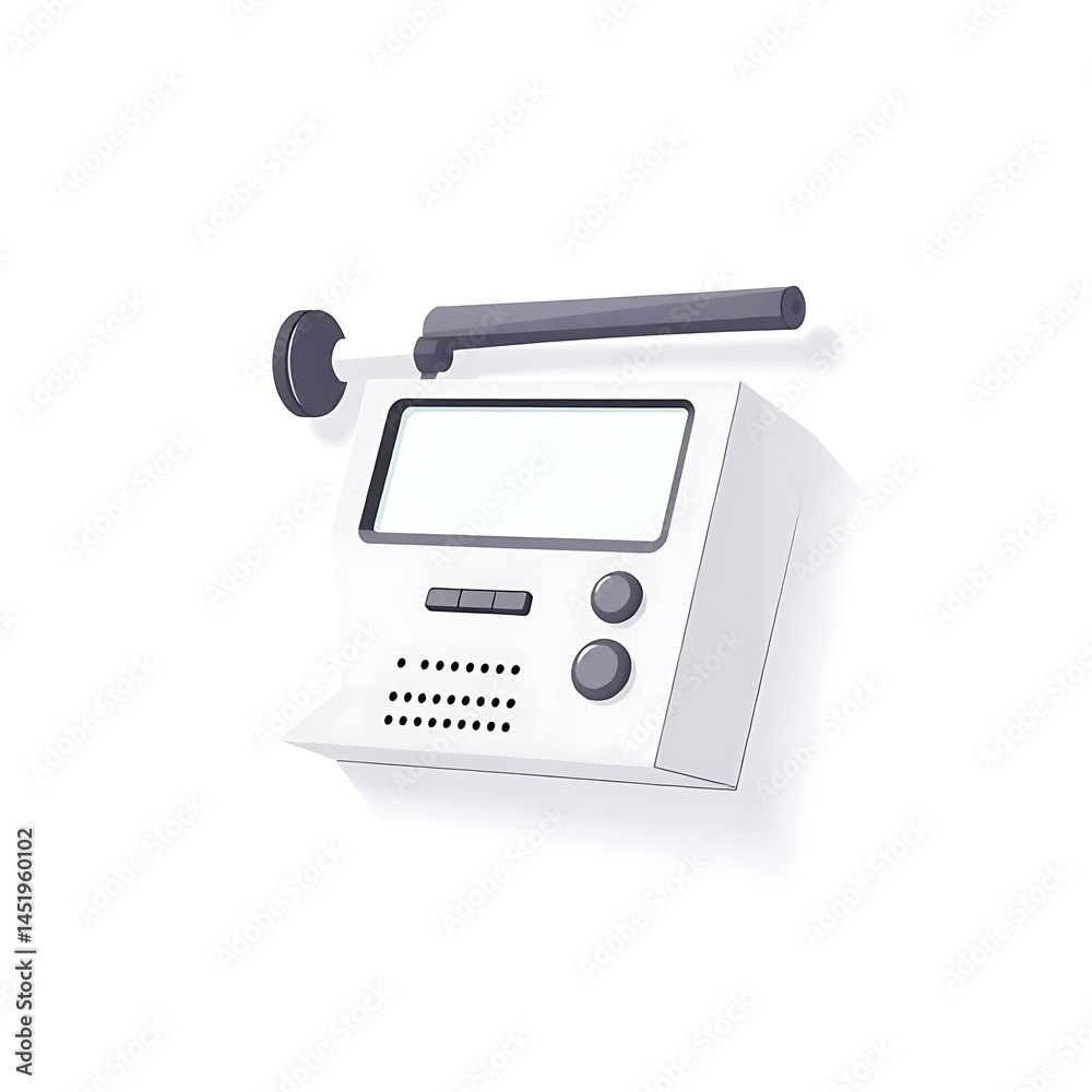 Fototapeta premium White retro voice recorder with black mic head