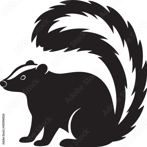 skunk silhouette line art vector illustration