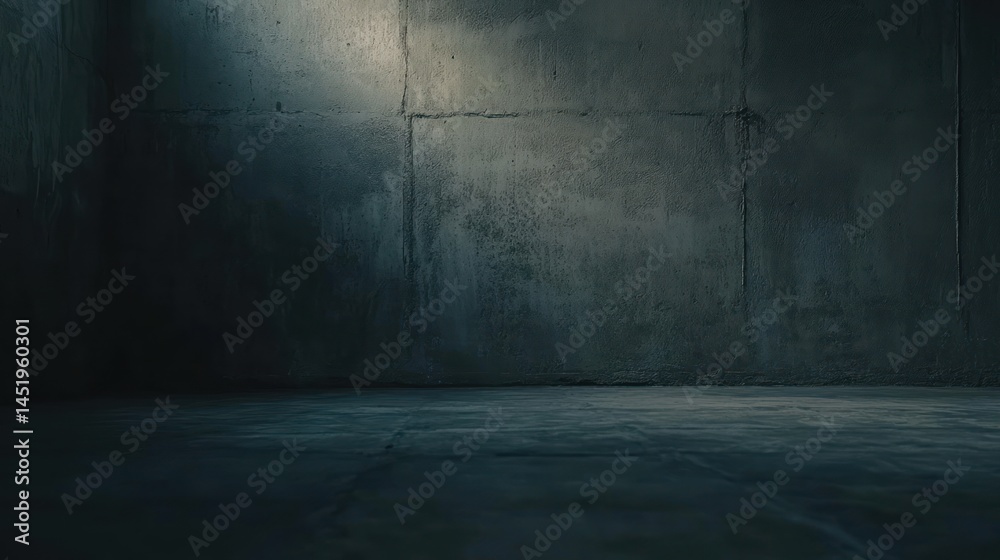 Dark Concrete Room, Empty Space, Industrial Background, Low Light, Cinematic Dark Concrete Room, Empty Space, Industrial Background, Low Light, Cinematic