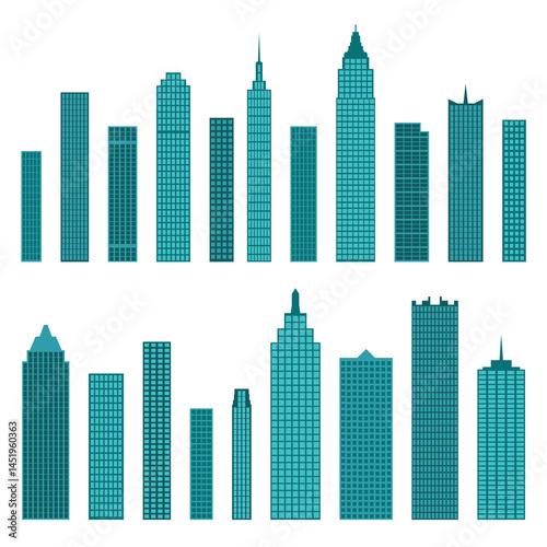 Set of vector flat building icons isolated on white background