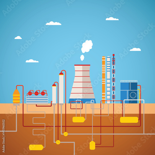 Vector concept of refinery plant for processing natural resources