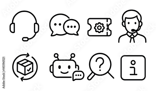 Customer service and support icons for apps and websites