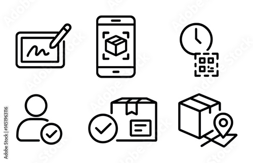 Delivery and logistics icons set – line, outline, shipment and tracking symbols
