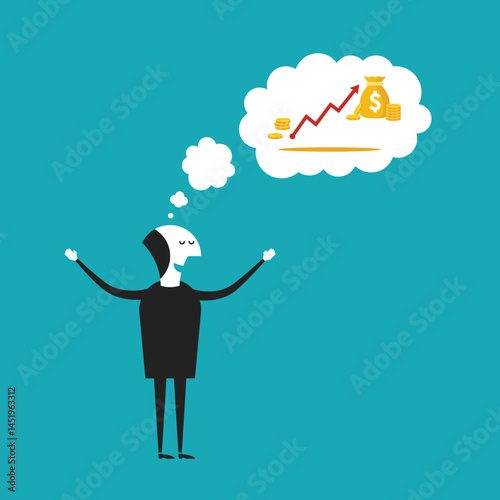 Dreaming about wealth vector concept in flat cartoon style