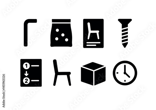 Diy and hardware silhouette icons set – solid, filled, construction and tool symbols