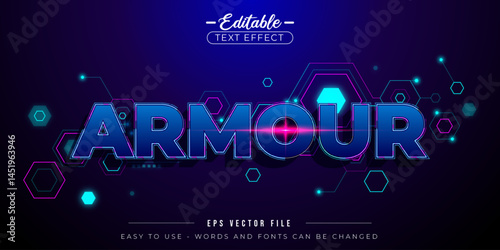 Blue armour text, editable text effect.