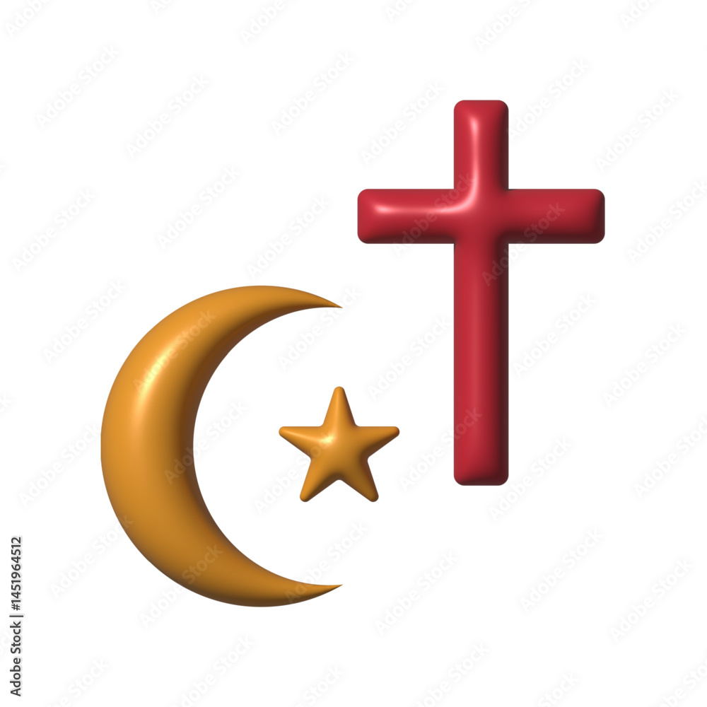 Fototapeta premium World Religious Tolerance Icon Symbol In 3D Style