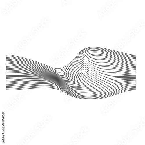 Abstract Wavy Line Art . Minimalist Black and White Vector Shapes