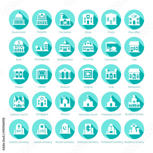 Map navigation vector iconset in flat style