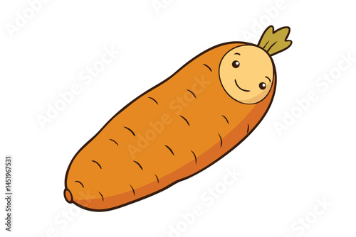 Cassava Yuca Vegetable Vector Illustration on White Background

