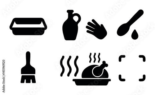 Cooking and kitchen solid icons set – filled, culinary, utensil graphics